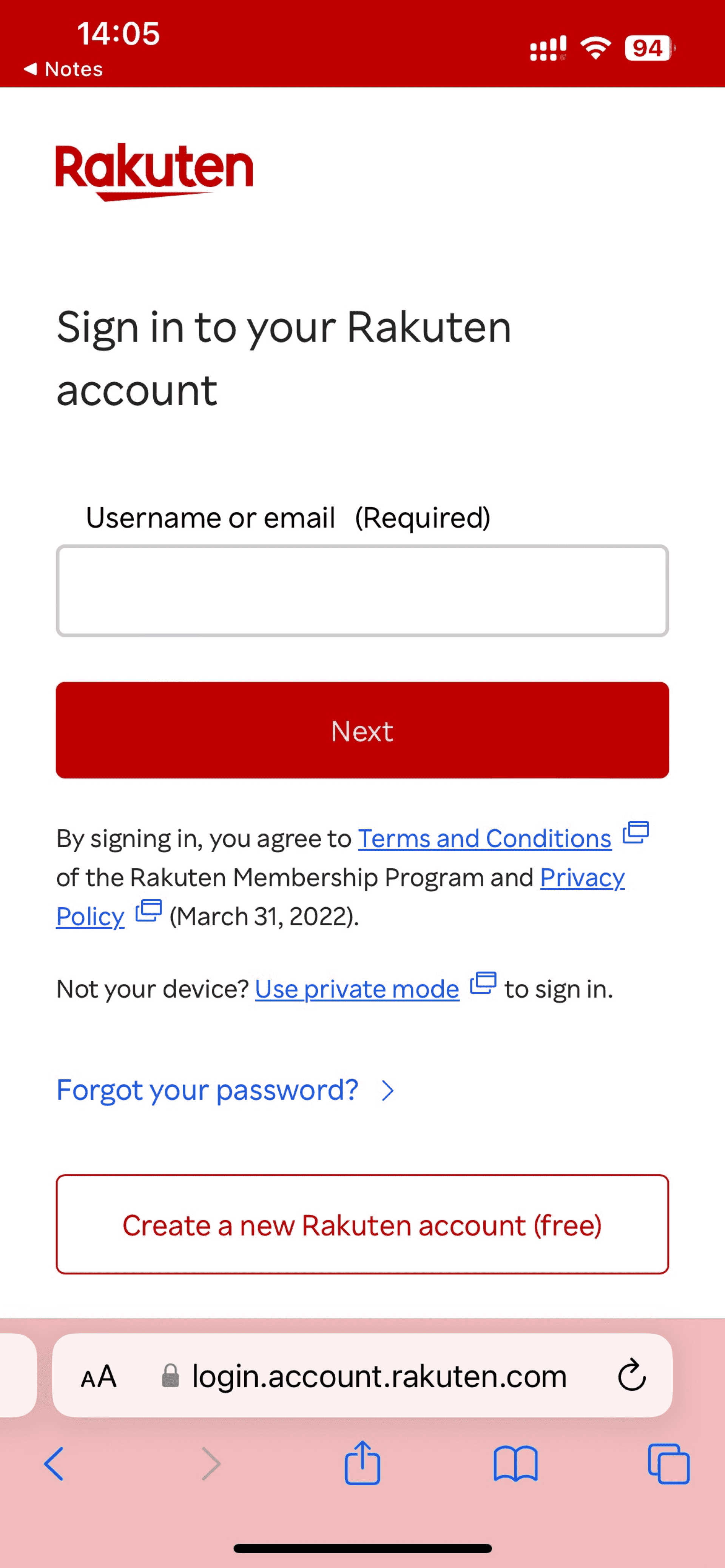 Rakuten Account Login